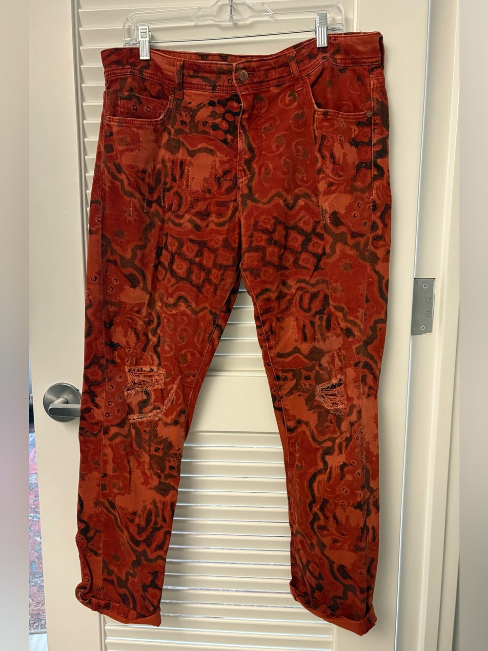 Pilcro (Anthropologie) Women’s Rust Red Patterned Casual Pants, Size 31